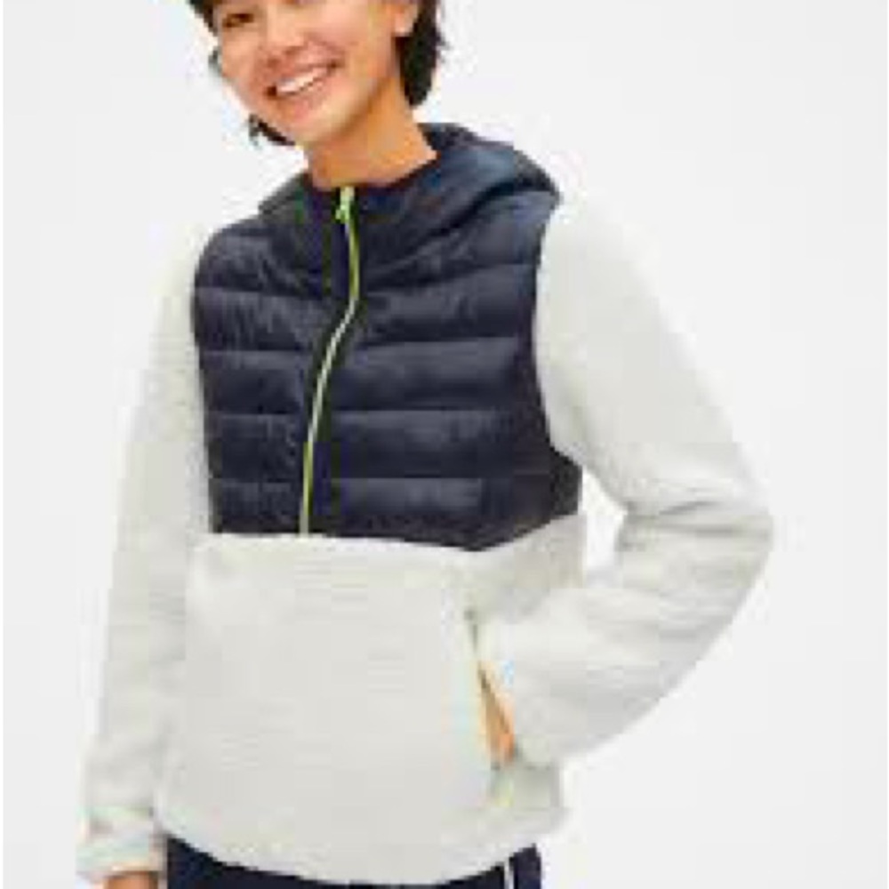 Gap Mix-Fabric Sherpa Half-Zip Hoodie Like New! Women’s Medium Tall